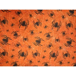 Foulards Halloween : orange araignées noires