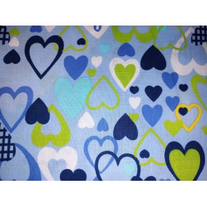 Foulards Des Coeurs : bleu coeur bleu/vert/blanc : Très grand