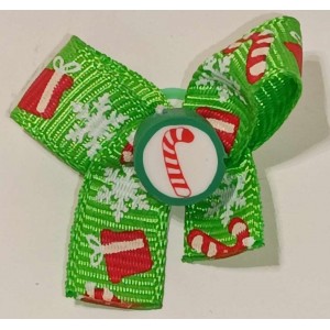 Boucle à élastique : vert cadeau/canne en bonbon/flocon