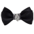 Boucle double en satin noir/milieu bijou argent 
