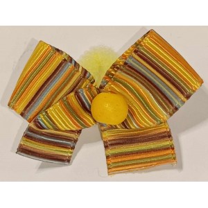 Boucle à élastique de coton : ligné jaune/brun/bleu