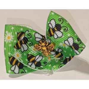 Boucle à barrette : vert abeille