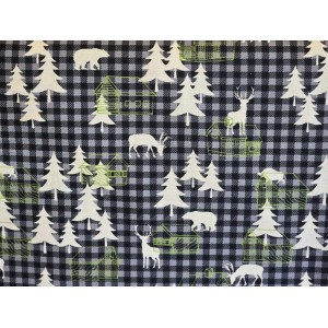 Foulards Automne-Hiver  : carreauté sapin/chevreuil/ours : Grand