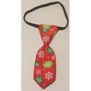 Cravates : petite : rouge flocon vert/blanc
